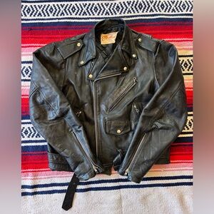 Vintage Excelled Black Leather Motorcycle Jacket
